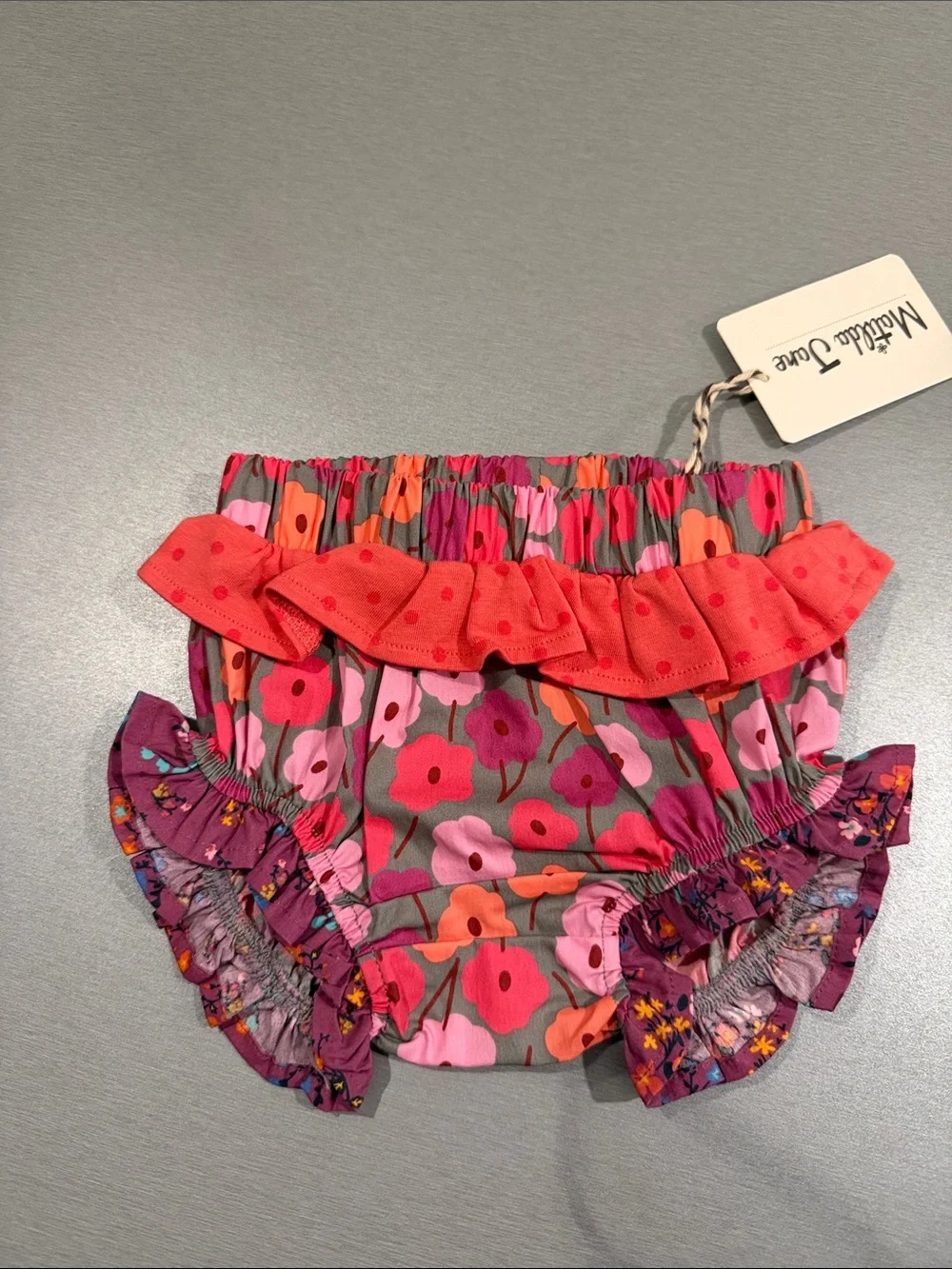 Matilda Jane Pinki, Red & Purple Floral Ruffle Diaper Cover